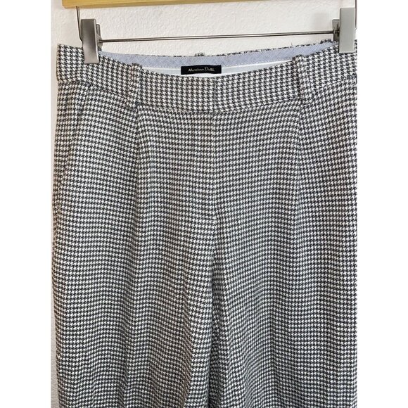 Massimo Dutti Houndstooth Wool Blend Pants Trousers Size US 4 Rolled Cuff Fitted - Picture 5 of 12